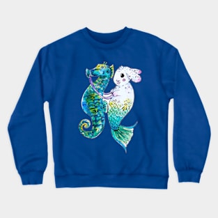 Seahorse Riding Mermaid Bunny Crewneck Sweatshirt